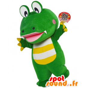 Mascotte de Machikanekun, crocodile vert avec des rayures - MASFR28001 - Mascottes Yuru-Chara Japonaises