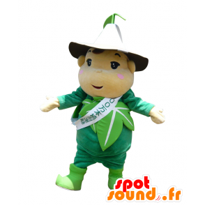 Morion mascotte, pupazzo di neve con foglie verdi - MASFR28004 - Yuru-Chara mascotte giapponese