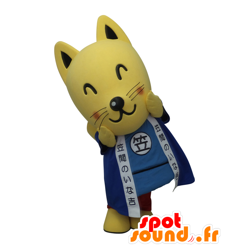 Mascotte de Kasama, renard jaune habillé en bleu - MASFR28006 - Mascottes Yuru-Chara Japonaises