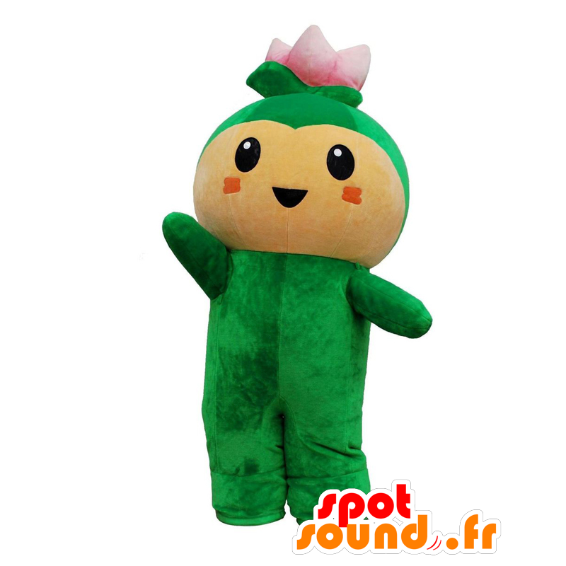 Hasu-chan mascot, green lotus flower and giant pink - MASFR28009 - Yuru-Chara Japanese mascots