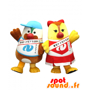 Mascot Gambakun og Rabachan, 2 fargerike fugler - MASFR28012 - Yuru-Chara japanske Mascots
