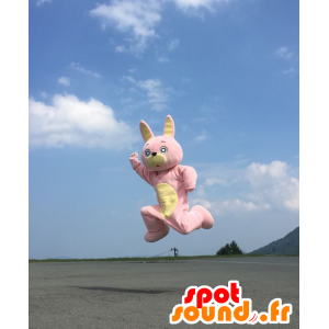 Mascotte de Usahi, lapin rose et jaune très amusant - MASFR28013 - Mascottes Yuru-Chara Japonaises