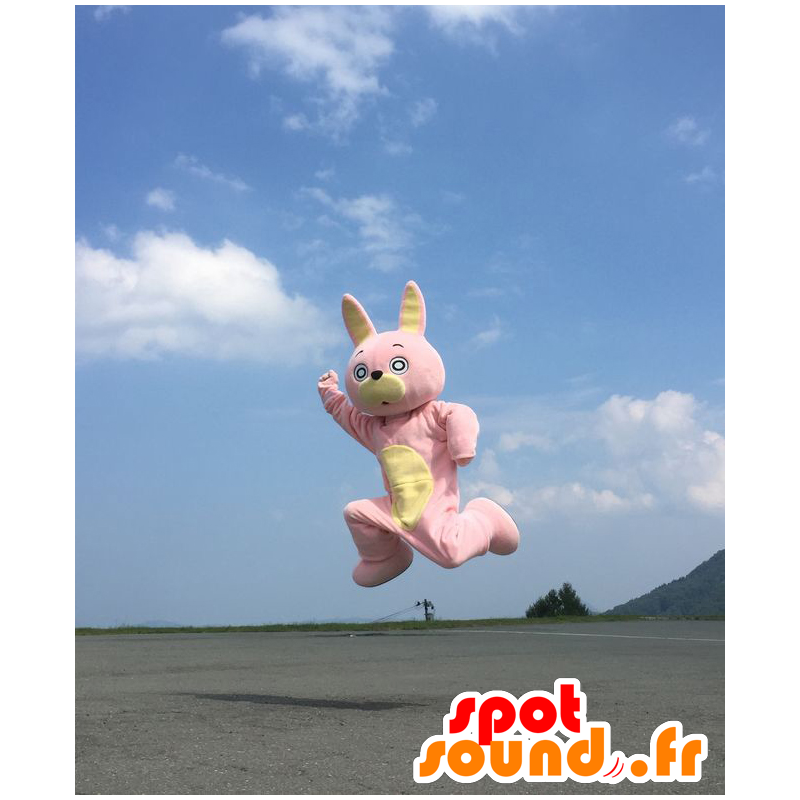 Mascotte de Usahi, lapin rose et jaune très amusant - MASFR28013 - Mascottes Yuru-Chara Japonaises