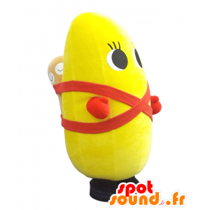 Kazumo chan maskot, gul mand, oval, kæmpe og sjov - Spotsound