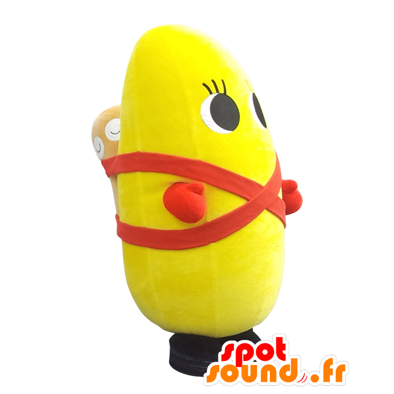 Kazumo chan maskot, gul man, oval, jätte och rolig - Spotsound