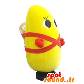 Mascotte de Kazumo chan, bonhomme jaune, oval, géant et drôle - MASFR28014 - Mascottes Yuru-Chara Japonaises