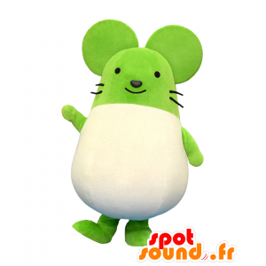 Mascotte de Nezukon, souris verte et blanche, dodue - MASFR28018 - Mascottes Yuru-Chara Japonaises