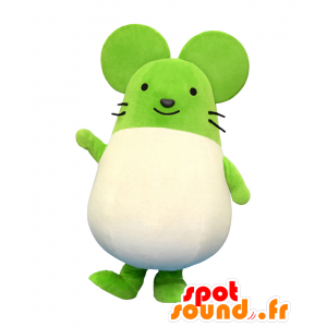 Mascot Nezukon, grønn og hvit mus, lubben - MASFR28018 - Yuru-Chara japanske Mascots