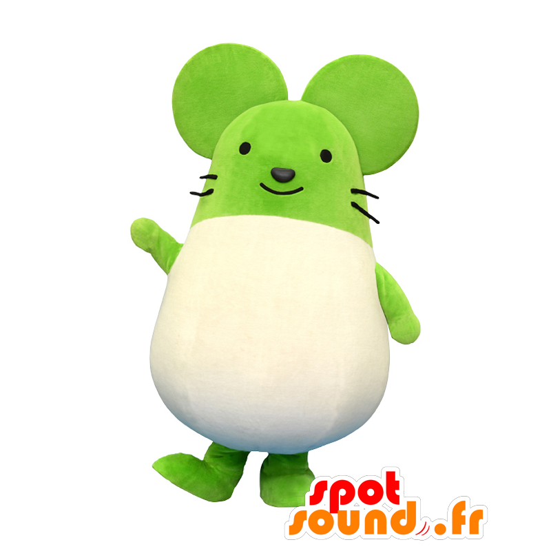 Mascot Nezukon, rato verde e branco, gordo - MASFR28018 - Yuru-Chara Mascotes japoneses