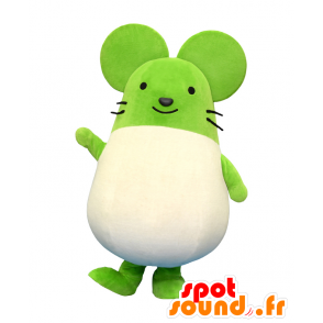 Mascotte de Nezukon, souris verte et blanche, dodue - MASFR28018 - Mascottes Yuru-Chara Japonaises