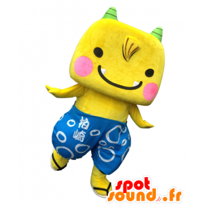 Maskot Echigon, imp žlutý se zelenými rohy - MASFR28027 - Yuru-Chara japonské Maskoti