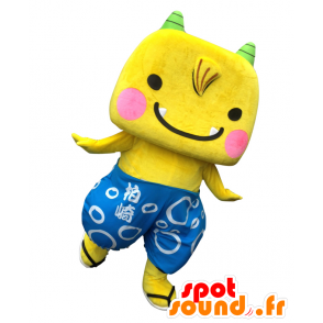 Mascota Echigon, amarillo imp con cuernos verdes - MASFR28027 - Yuru-Chara mascotas japonesas