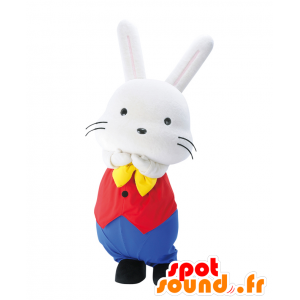 Mascotte de Momorin, lapin blanc avec une jolie tenue colorée - MASFR28028 - Mascottes Yuru-Chara Japonaises