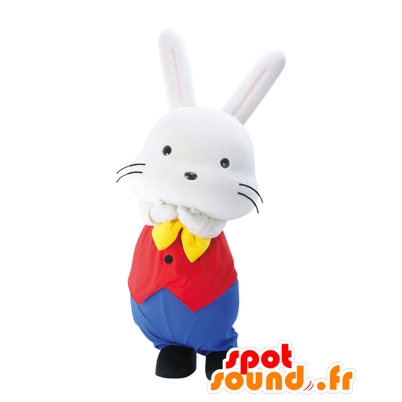 Momorin mascot, white rabbit with a nice colorful dress - MASFR28028 - Yuru-Chara Japanese mascots