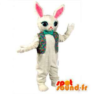 Mascotte coniglio bianco, molto elegante - MASFR007145 - Mascotte coniglio