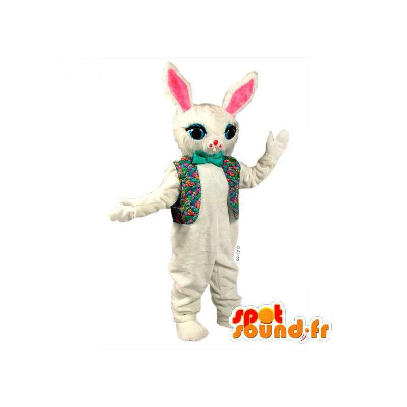 Mascote coelho branco, muito elegante - MASFR007145 - coelhos mascote