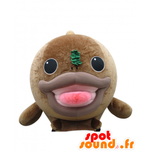 Mascot Kue Taro peixe castanho grande com uma grande cabeça - MASFR28029 - Yuru-Chara Mascotes japoneses