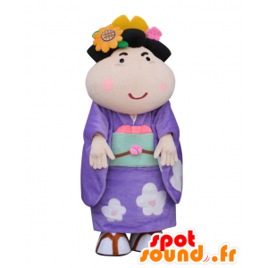 Mascot Koume Japanse vrouw, gekleed in een paarse tuniek - MASFR28035 - Yuru-Chara Japanse Mascottes