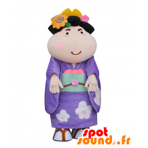 Maskotka Koume Japonka ubrana w fioletowy tunika - MASFR28035 - Yuru-Chara japońskie Maskotki