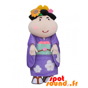 紫のチュニックに身を包んだ日本人女性、光梅のマスコット-MASFR28035-日本のゆるキャラのマスコット