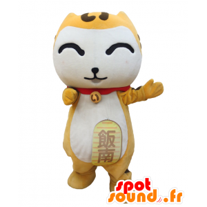 Mascot I-Nyan, orange og hvid kat, griner - Spotsound maskot