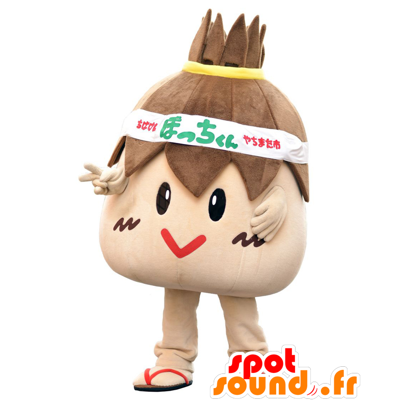 Mascot Botchi-Kun, ein riesiger brauner Kopf und lustige - MASFR28037 - Yuru-Chara japanischen Maskottchen