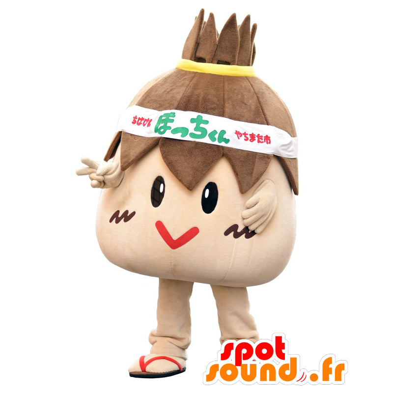 Mascotte de Botchi-kun, tête marron géante et rigolote - MASFR28037 - Mascottes Yuru-Chara Japonaises