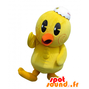 Hina chan mascotte, giallo e divertente pulcino con stupore - MASFR28039 - Yuru-Chara mascotte giapponese