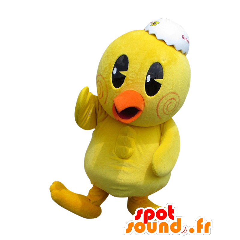 Hina chan mascotte, giallo e divertente pulcino con stupore - MASFR28039 - Yuru-Chara mascotte giapponese