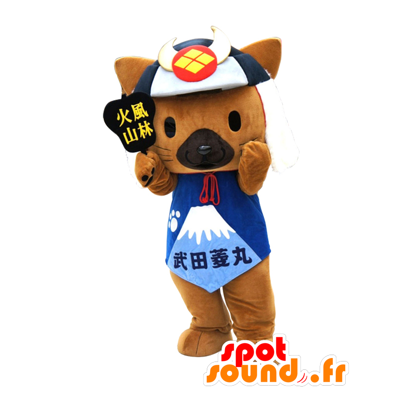 Mascotte de Takeda Hishimaru - Mascotte de chat samouraï marron - MASFR28045 - Mascottes Yuru-Chara Japonaises