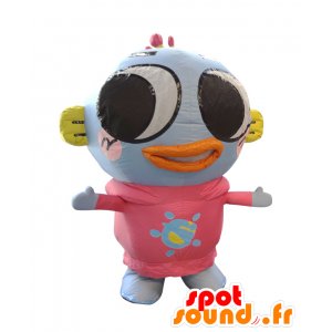 Mascot Totomaru. blauwe vis en gigantische roze mascotte - MASFR28049 - Yuru-Chara Japanse Mascottes