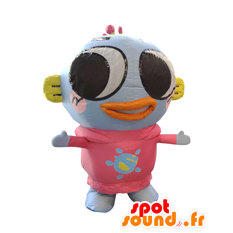 Totomaru maskot. Jätteblå och rosa fiskmaskot - Spotsound maskot