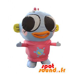 Totomaru Maskottchen. Blaue Fische und riesige rosa Maskottchen - MASFR28049 - Yuru-Chara japanischen Maskottchen