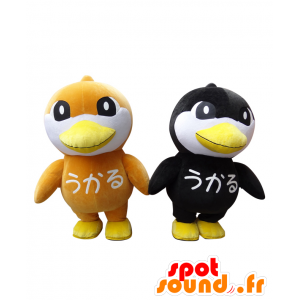 ウカルクンとトモカルくんのマスコット。 2羽の鳥のマスコット-MASFR28051-日本のゆるキャラのマスコット