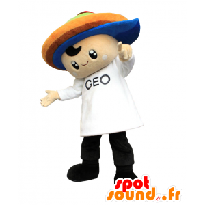 Mascot Jio-kun. jongen mascotte met een kleurrijke hoed - MASFR28053 - Yuru-Chara Japanse Mascottes