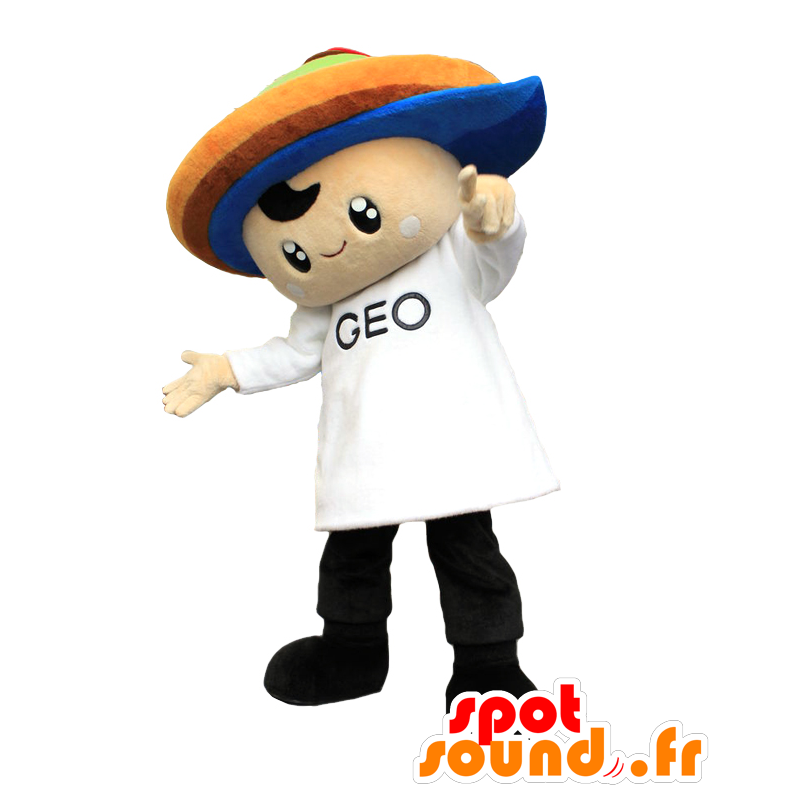 Jio-kun mascot. Boy mascot with a colorful hat - MASFR28053 - Yuru-Chara Japanese mascots