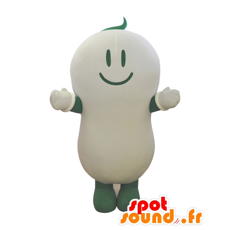 Mascot Mayupi. Maskotti valkoinen ja vihreä mies, matoja - MASFR28055 - Mascottes Yuru-Chara Japonaises