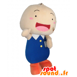 Chibo Maskottchen. Mascotte Kind mit einer blauen Outfit lachen - MASFR28058 - Yuru-Chara japanischen Maskottchen