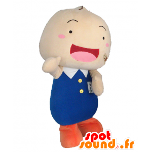 Mascot Chibo. Mascot kind lachen met een blauwe outfit - MASFR28058 - Yuru-Chara Japanse Mascottes