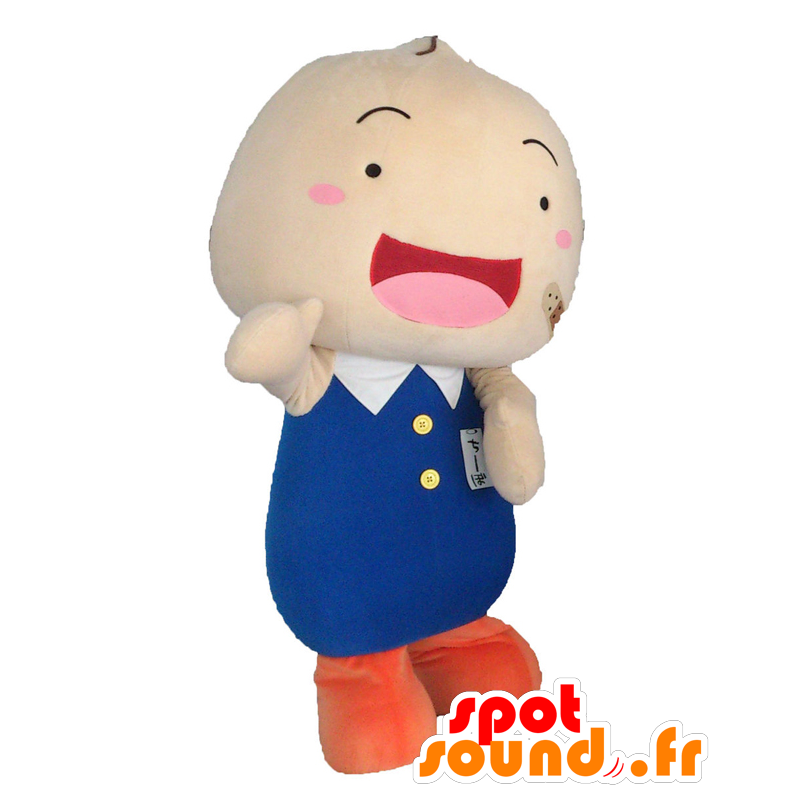 Mascotte de Chibo. Mascotte d'enfant rieur, avec une tenue bleue - MASFR28058 - Mascottes Yuru-Chara Japonaises