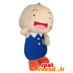 Chibo mascot. Mascotte child laughing with a blue outfit - MASFR28058 - Yuru-Chara Japanese mascots