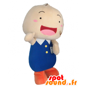 Chibo mascotte. Bambino mascotte ridendo con un abito blu - MASFR28058 - Yuru-Chara mascotte giapponese