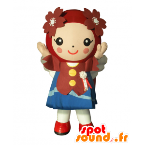 Maskotka Sakuraenji. dziewczynka maskotka ubrana w brązowy i niebieski - MASFR28059 - Yuru-Chara japońskie Maskotki