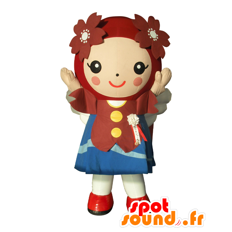 Sakuraenji mascot. Girl mascot dressed in brown and blue - MASFR28059 - Yuru-Chara Japanese mascots