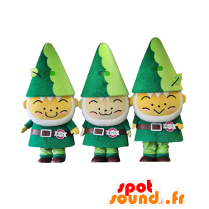 Mascotas Numatanchi. 3 mascotas verdes duendes, árboles - MASFR28064 - Yuru-Chara mascotas japonesas