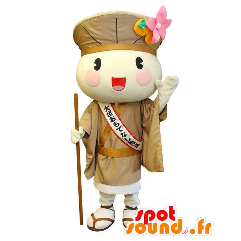 Ogaki Maskottchen. Mascot Mönch in beige gekleidet - MASFR28065 - Yuru-Chara japanischen Maskottchen