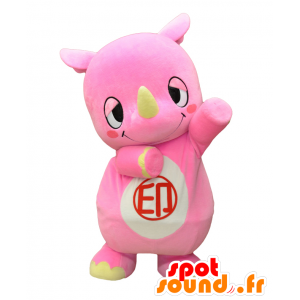 Kun Mascot Inzai. rosa e branco mascote rinoceronte - MASFR28066 - Yuru-Chara Mascotes japoneses