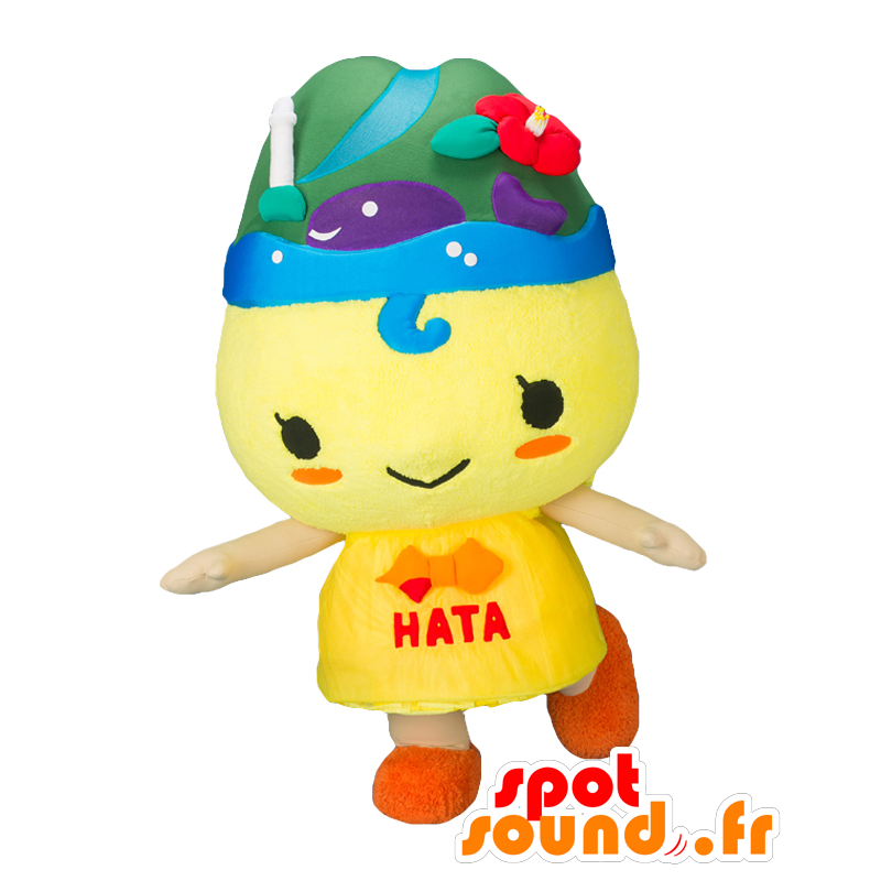 Mascot Hatapi kun. Mascot bird with a green mountain - MASFR28067 - Yuru-Chara Japanese mascots