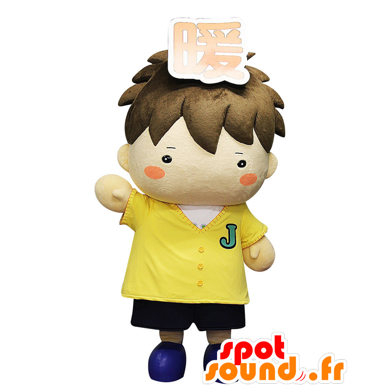 Jeiwakun maskot. Sød dreng maskot klædt i gul - Spotsound