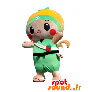 Mascot Hagamarukun. groen gekleurde jongen mascotte en oranje - MASFR28073 - Yuru-Chara Japanse Mascottes